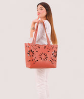 Rust two-piece floral tote